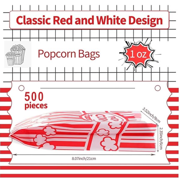 Classic popcorn bags add-on available with popcorn machine rental in Concord NC