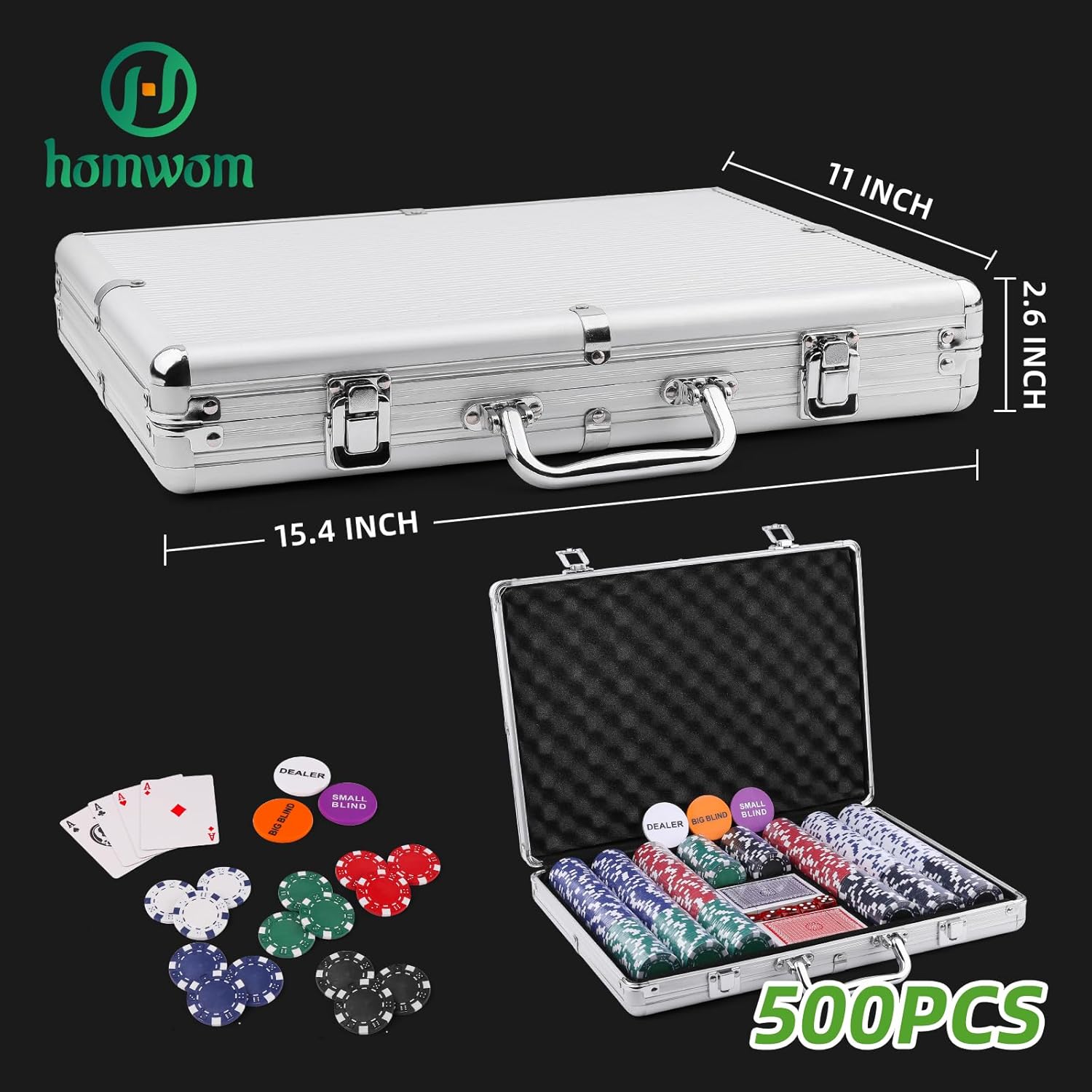 Poker chip rental case open showing chip trays – Concord NC party rentals
