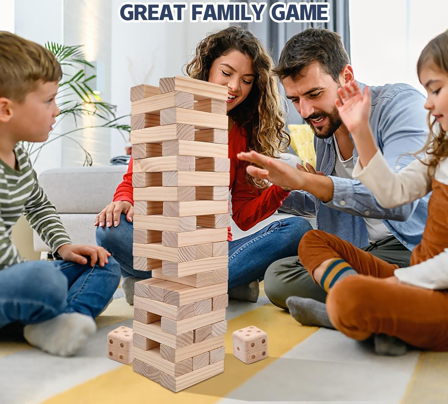 Close-up of giant Jenga wooden blocks – Carolina Party Essentials rental