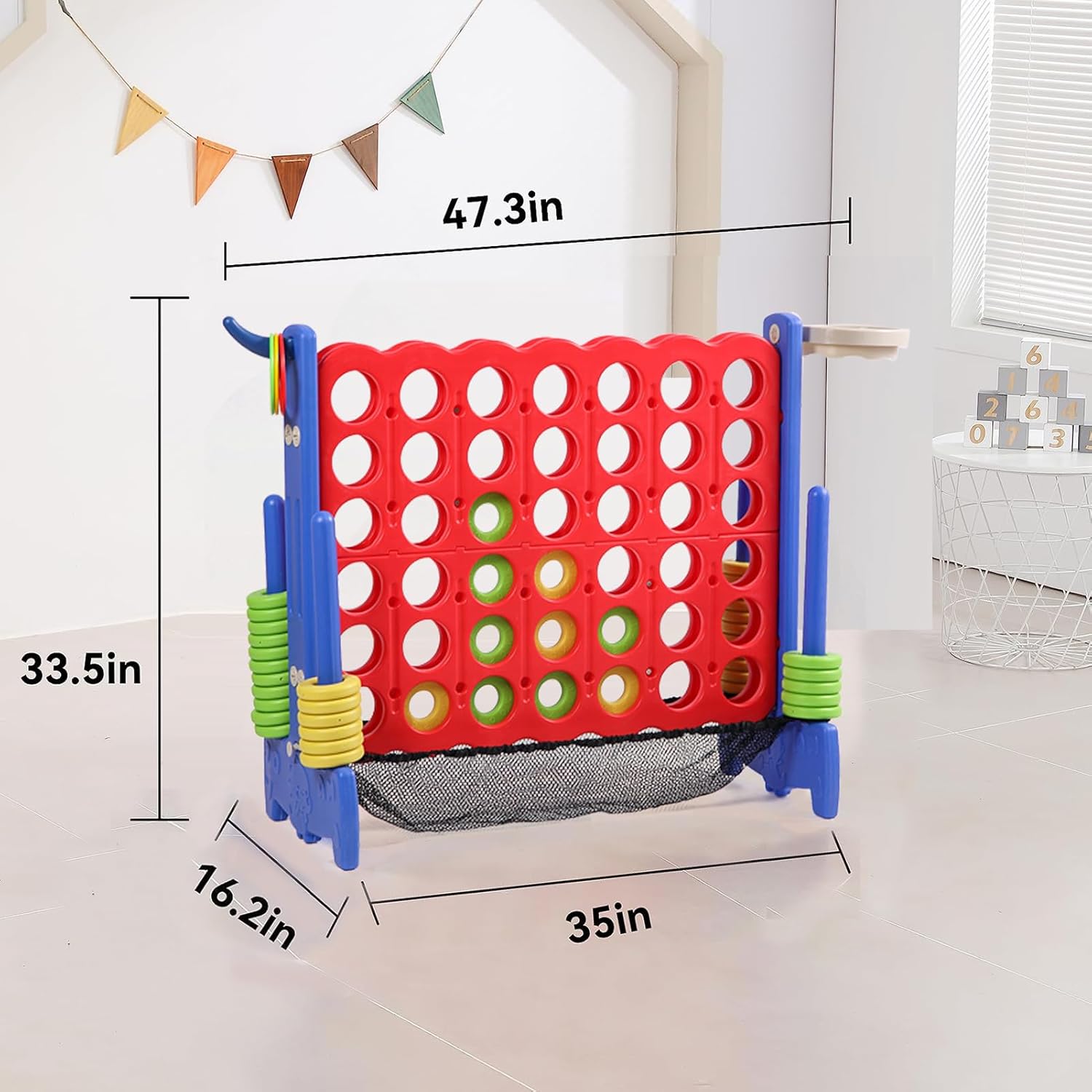 Close-up of giant Connect Four discs and frame – Carolina Party Essentials