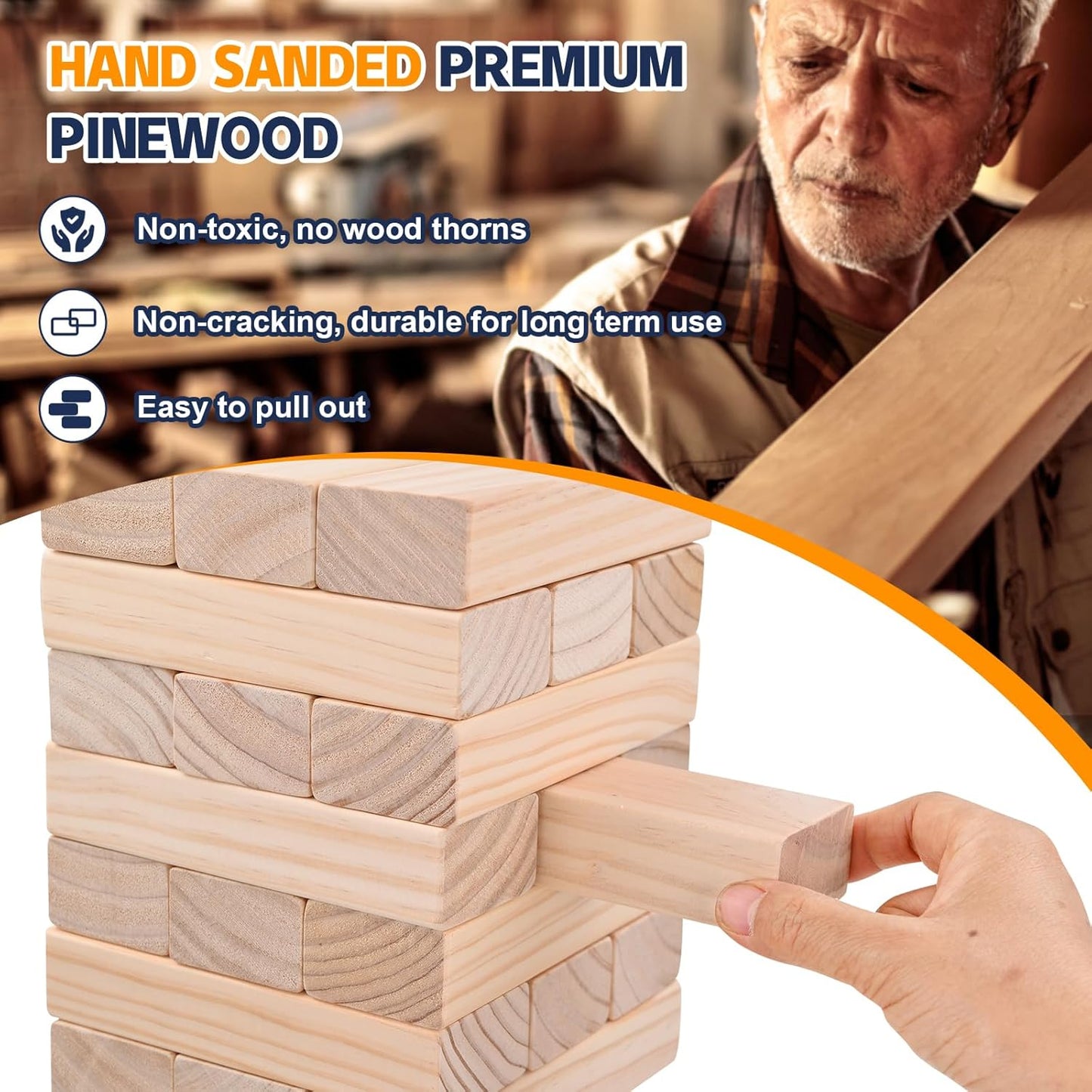 Giant Jenga tumble tower rental dimensions and block count