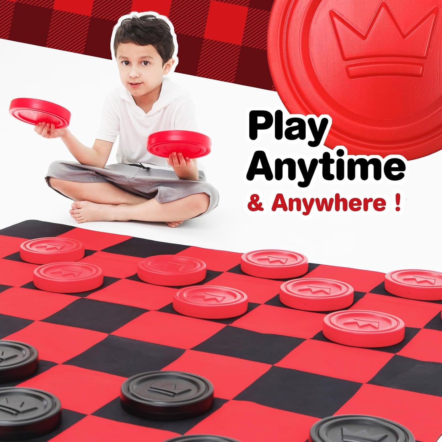 Close-up of oversized checkers pieces – Carolina Party Essentials rental