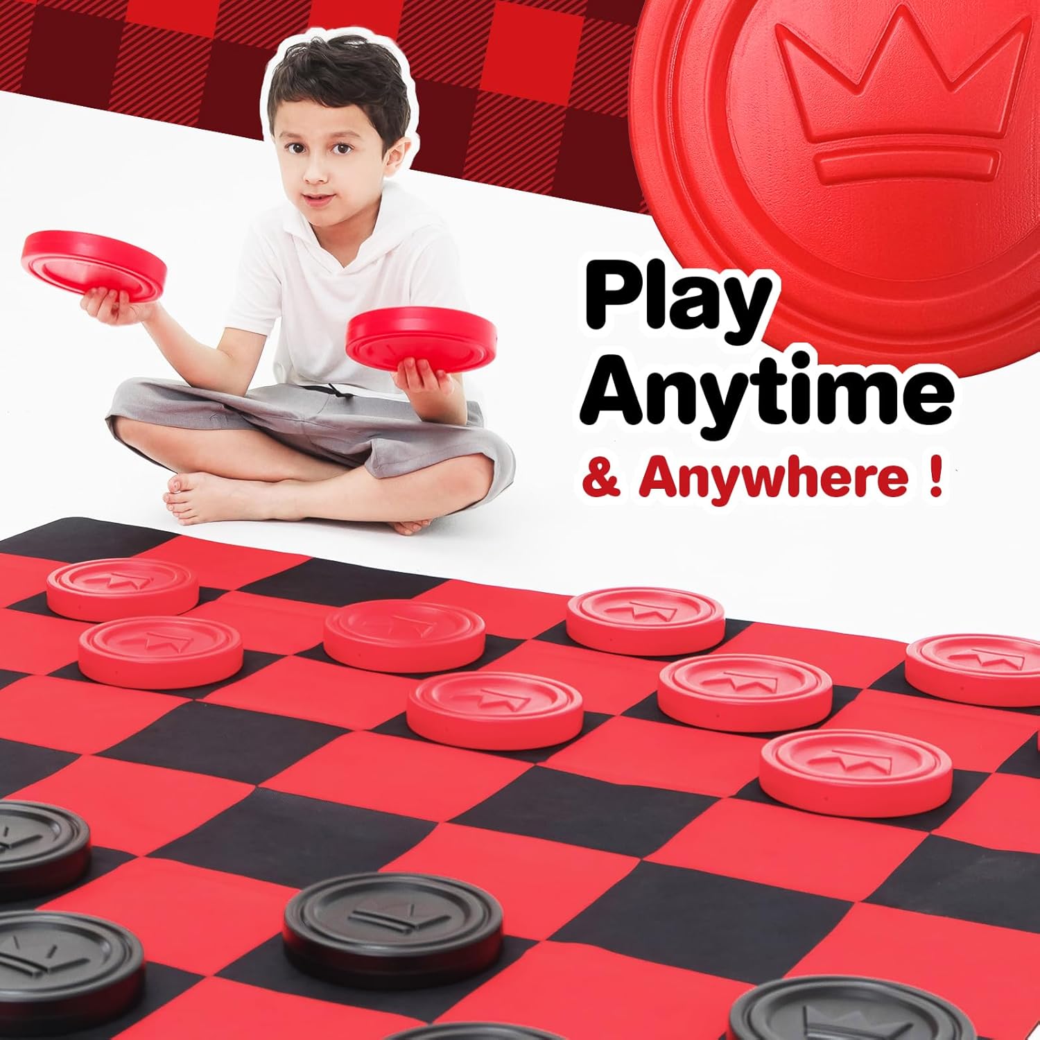 Close-up of oversized checkers pieces – Carolina Party Essentials rental