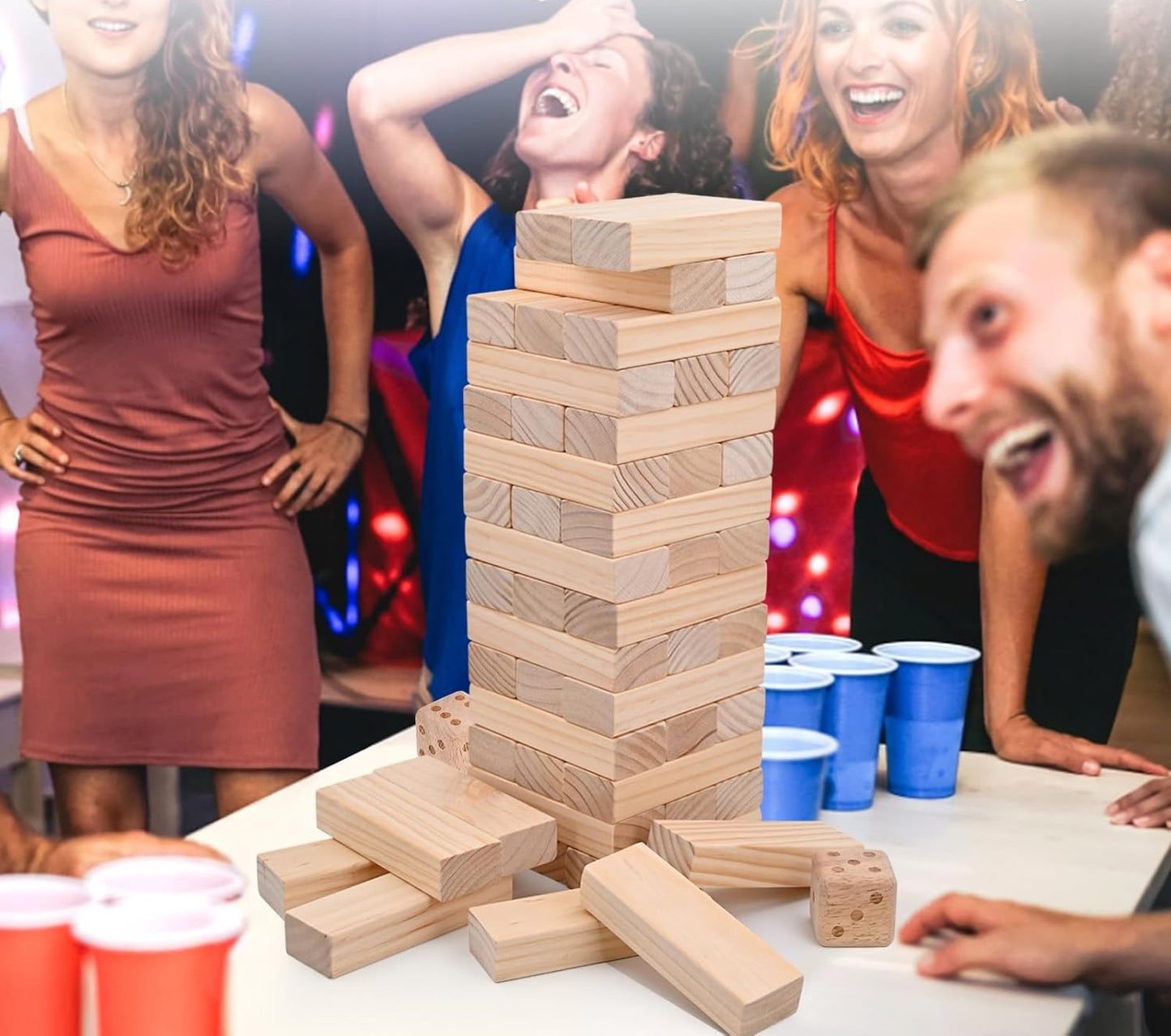 Giant Jenga tumble tower rental – wooden stacking game Concord NC