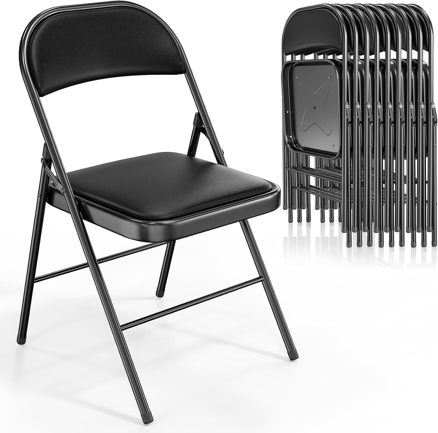 Black padded folding chair rental – heavy duty event seating Concord NC