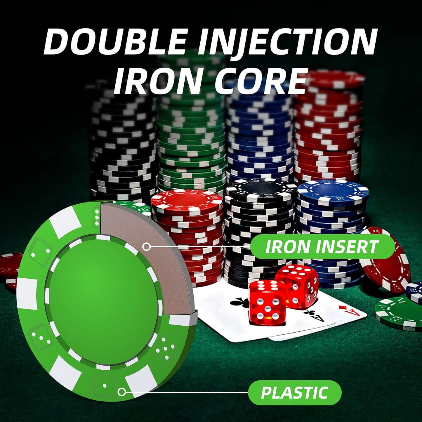 Close-up of poker chip colors and denominations – Carolina Party Essentials rental