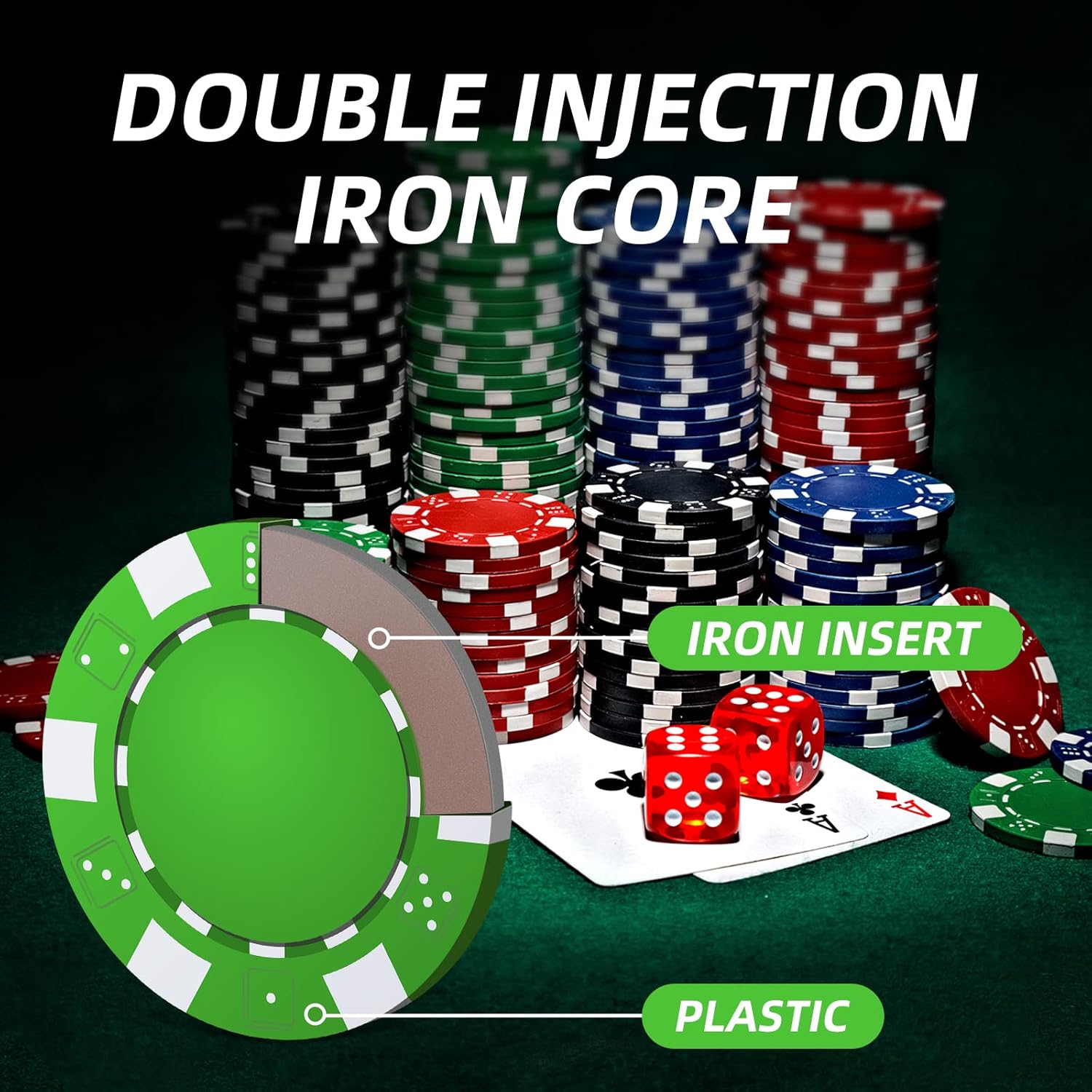Close-up of poker chip colors and denominations – Carolina Party Essentials rental