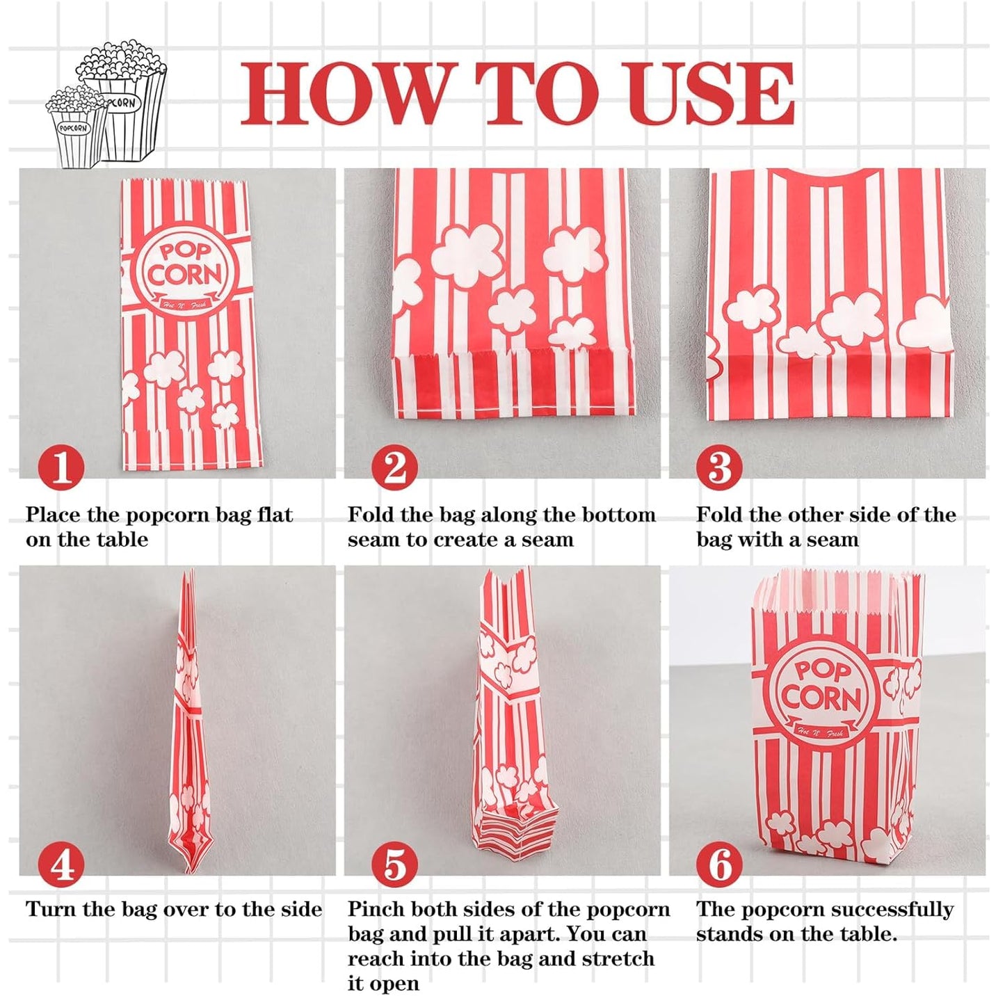 Close-up of classic popcorn bag design – popcorn machine rental add-on