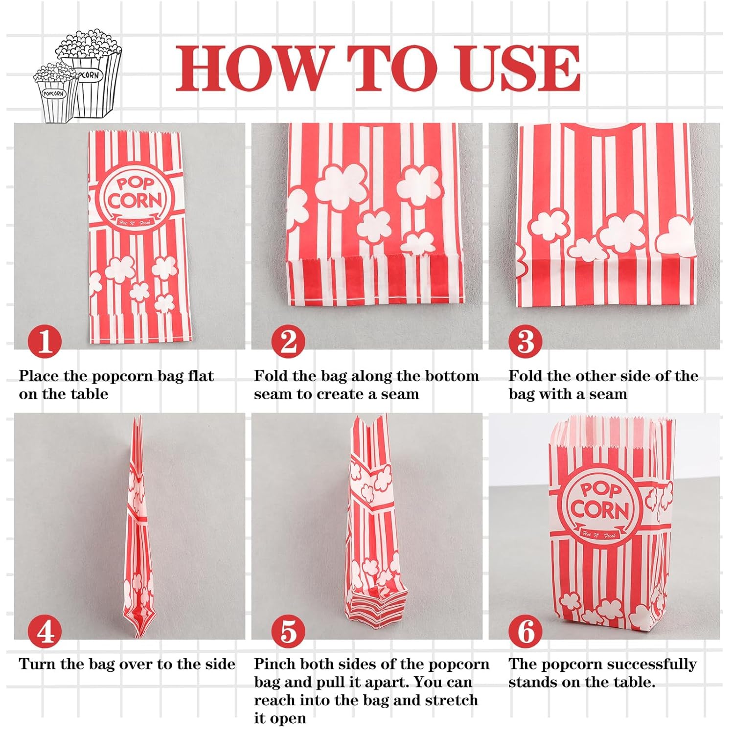 Close-up of classic popcorn bag design – popcorn machine rental add-on