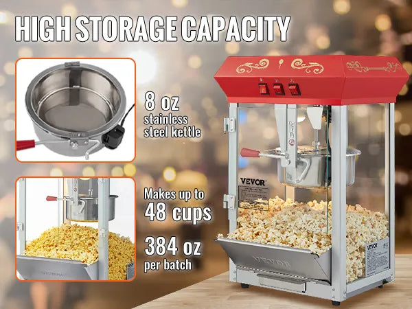 Close-up of popcorn machine kettle and warming light – Carolina Party Essentials